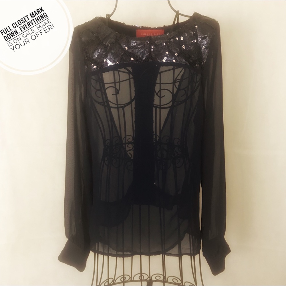 AKIRA, Navy Blue, Open Back, Shirt, Sz. Large